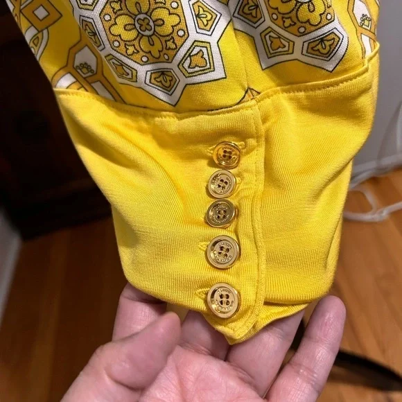 Juicy Couture Vintage Y2K Silk Blend Yellow Print Dress Size S - Picture 4 of 8